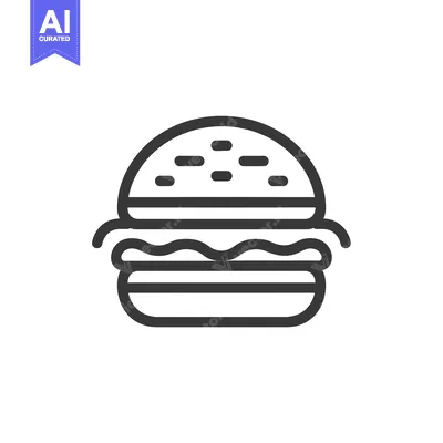 Aset premium populer: Line Drawing of a Hamburger with Sesame Seed Bun