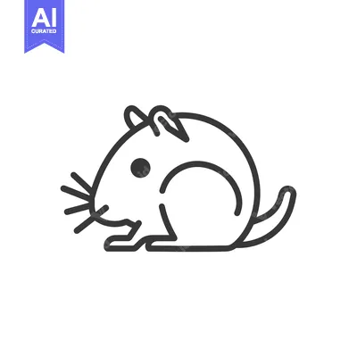 Aset premium populer: Line drawing of a hamster sitting on its hind legs