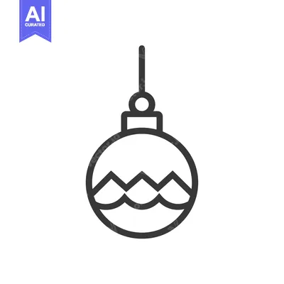 Line drawing of a hanging Christmas ornament
