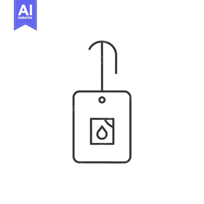 Aset desain premium: Line drawing of a hanging tag with a water drop inside