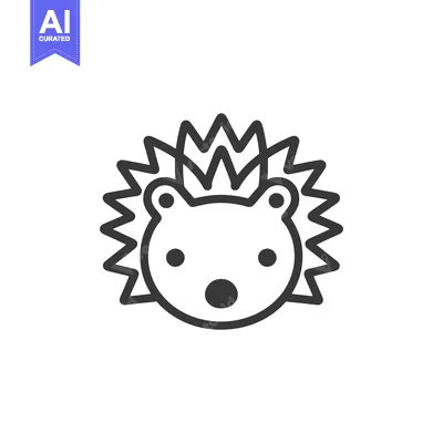 Premium design asset: Line drawing of a hedgehog face with spines