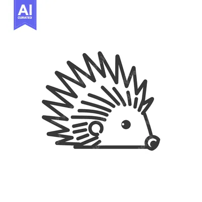 Premium design asset: Line Drawing of a Hedgehog with Spikes