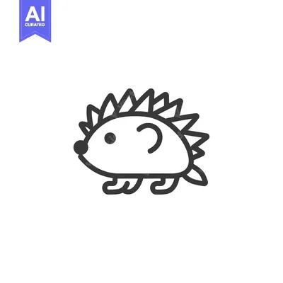 Aset desain premium: Line Drawing of a Hedgehog with Spines