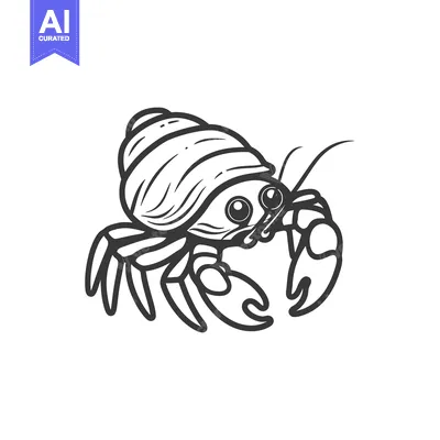 Popular premium asset: Line drawing of a hermit crab with its shell