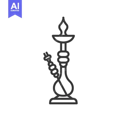 Aset premium populer: Line Drawing of a Hookah with a Hose