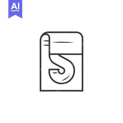 Premium design asset: Line Drawing of a Hook Inside a Square