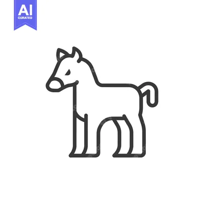 Premium design asset: Line drawing of a horse standing on four legs