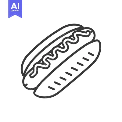 Aset premium populer: Line Drawing of a Hot Dog with Mustard