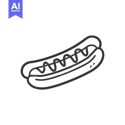 Aset premium populer: Line Drawing of a Hot Dog with Mustard