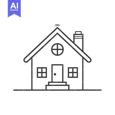 Aset premium populer: Line Drawing of a House with a Wifi Symbol on the Roof