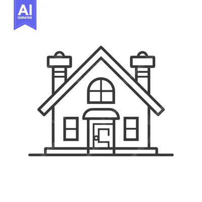 Premium design asset: Line drawing of a house with two chimneys