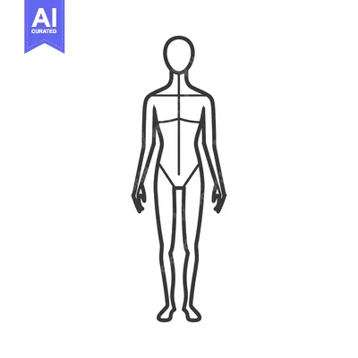Popular premium asset: Line Drawing of a Human Figure Standing with Arms at Sides