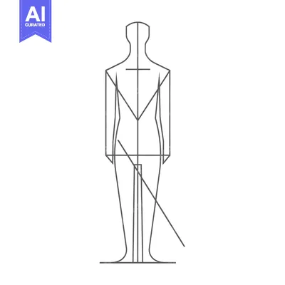 Premium design asset: Line drawing of a human figure with body measurements marked