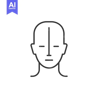 Aset desain premium: Line Drawing of a Human Head and Neck