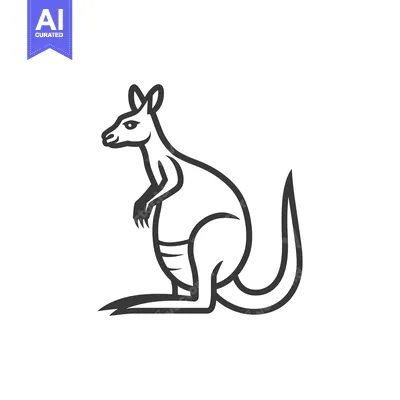 Aset desain premium: Line Drawing of a Kangaroo in a Sitting Position