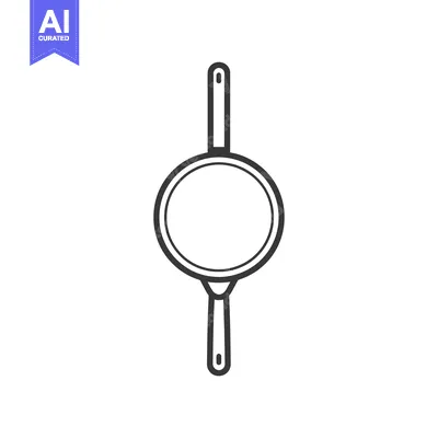 Aset premium populer: Line drawing of a kitchen utensil, a frying pan