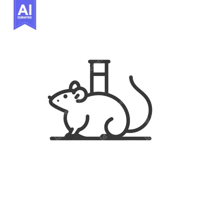 Aset premium populer: Line drawing of a lab rat with a test tube