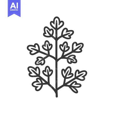 Aset desain premium: Line drawing of a leafy branch with multiple leaves