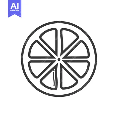 Aset premium populer: Line drawing of a lemon slice with eight segments