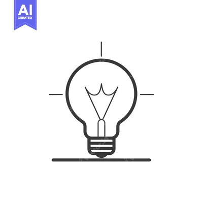 Premium design asset: Line Drawing of a Light Bulb with a Base and Rays