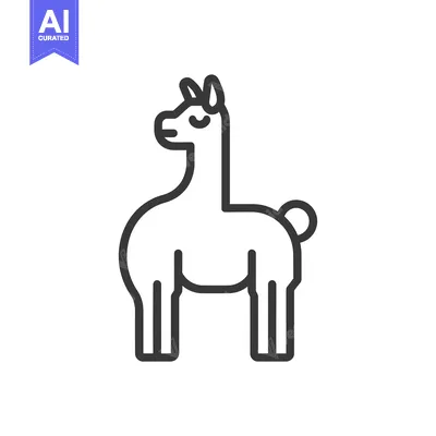 Aset premium populer: Line Drawing of a Llama Standing on All Fours