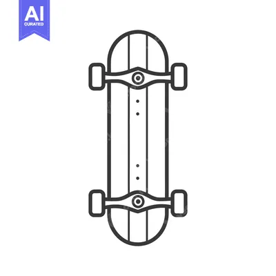 Aset desain premium: Line drawing of a longboard skateboard
