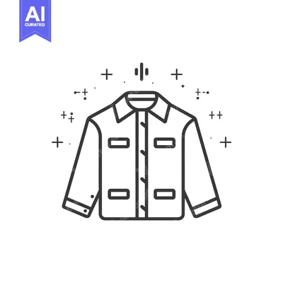 Aset desain premium: Line drawing of a long-sleeved shirt with a collar and pockets