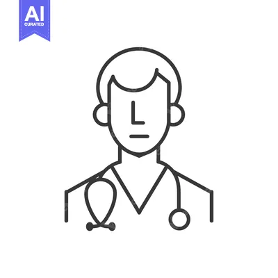 Aset premium populer: Line Drawing of a Male Doctor with a Stethoscope