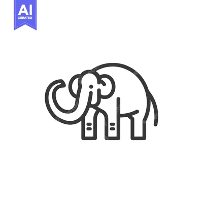 Aset premium populer: Line Drawing of a Mammoth with a Curved Tusk