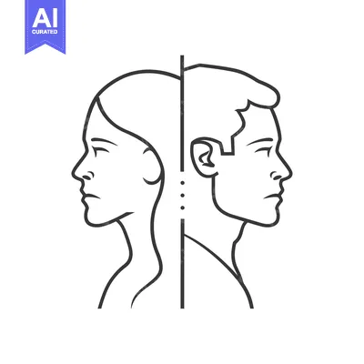 Line Drawing of a Man and Woman's Profiles Facing Opposite Directions