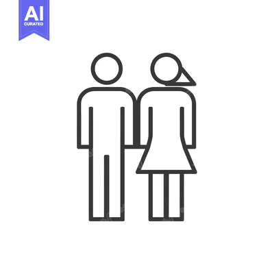 Aset premium populer: Line drawing of a man and woman standing side-by-side