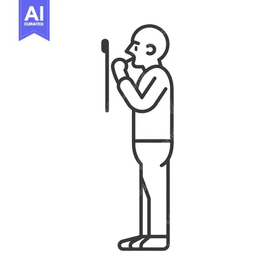 Aset premium populer: Line drawing of a man brushing his teeth
