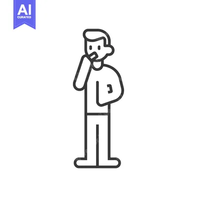 Popular premium asset: Line drawing of a man brushing his teeth