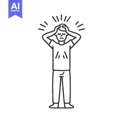 Popular premium asset: Line drawing of a man experiencing a headache