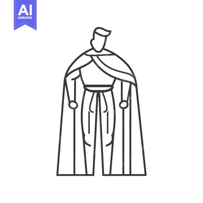 Popular premium asset: Line Drawing of a Man in a Cape