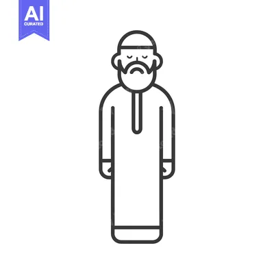 Aset premium populer: Line Drawing of a Man in Traditional Clothing