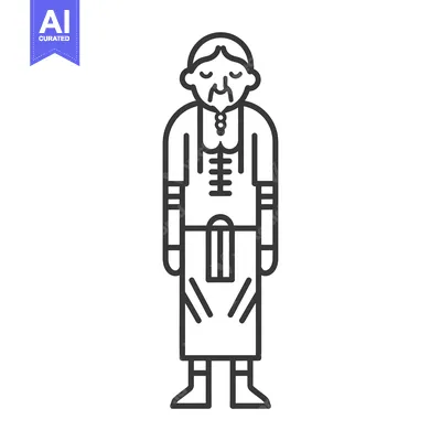 Aset desain premium: Line drawing of a man in traditional clothing