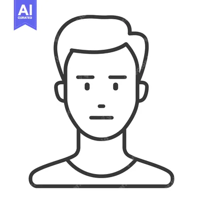 Aset premium populer: Line drawing of a man's face with a neutral expression