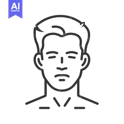 Popular premium asset: Line drawing of a man's face with a sad expression
