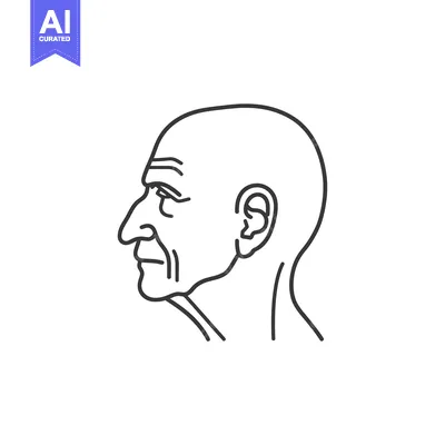 Aset desain premium: Line Drawing of a Man's Head in Profile