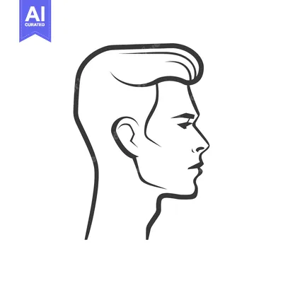 Aset premium populer: Line drawing of a man's head in profile