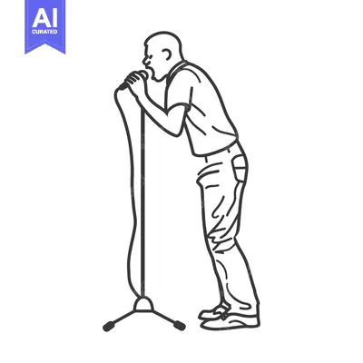 Aset premium populer: Line drawing of a man singing into a microphone