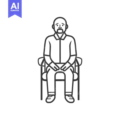 Popular premium asset: Line drawing of a man sitting in a chair