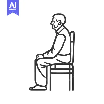 Aset premium populer: Line Drawing of a Man Sitting on a Chair