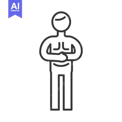Aset desain premium: Line drawing of a man standing with his arms crossed