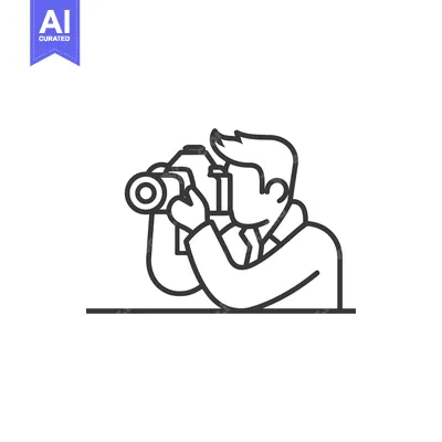 Popular premium asset: Line Drawing of a Man Taking a Photo with a Camera