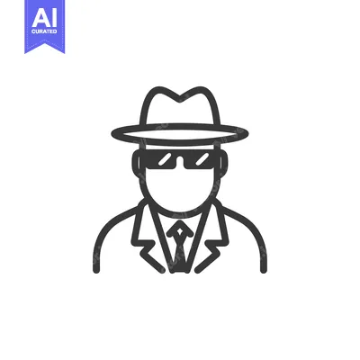 Premium design asset: Line Drawing of a Man Wearing a Hat, Sunglasses, and Suit