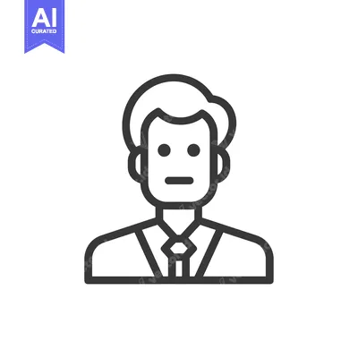 Aset desain premium: Line drawing of a man wearing a suit and tie