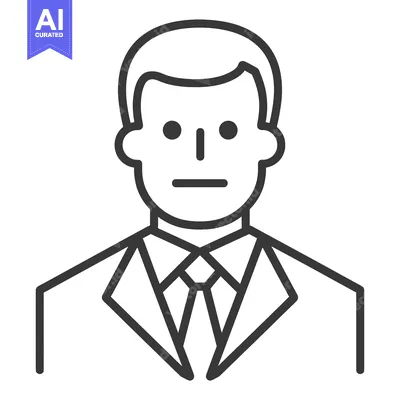 Aset desain premium: Line drawing of a man wearing a suit and tie