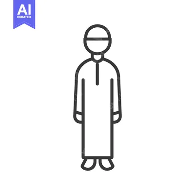 Popular premium asset: Line drawing of a man wearing a traditional Islamic robe